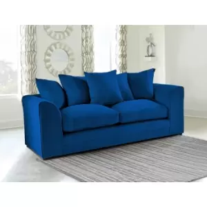 Image of Mirana Modern Plush Velvet 3 Seater Sofa - Blue - Blue