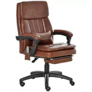 Image of Vinsetto PU Leather Massage Office Chair with Adjustable Height Footrest Brown