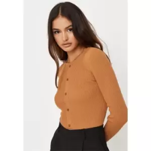 Image of Missguided Front Long Sleeve Top - Brown