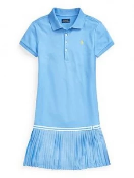 Image of Ralph Lauren Girls Polo Pleated Dress - Blue, Size 6 Years, Women