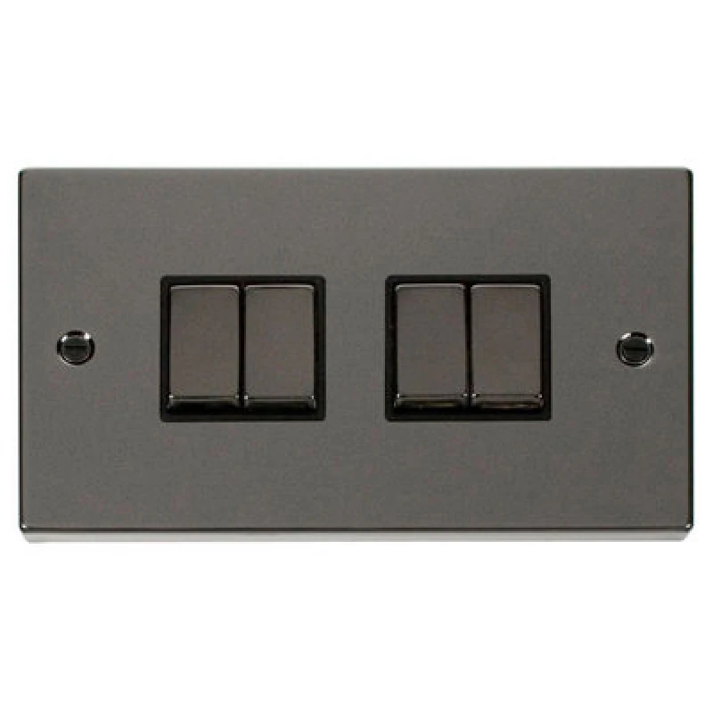 Image of SE Home Black Nickel 10A 4 Gang 2 Way Ingot Light Switch Black