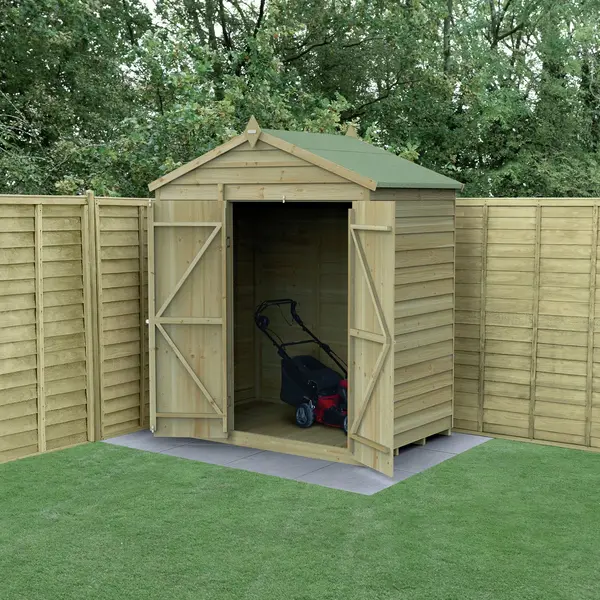 Image of Forest Wooden Overlap Windowless Apex Garden Shed - 6 x 4ft