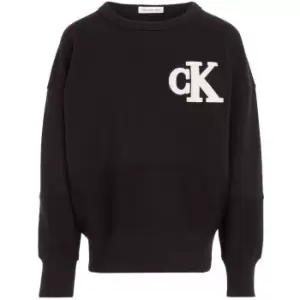 Image of Calvin Klein Jeans Towelling Mono Cn Sweatshirt - Black