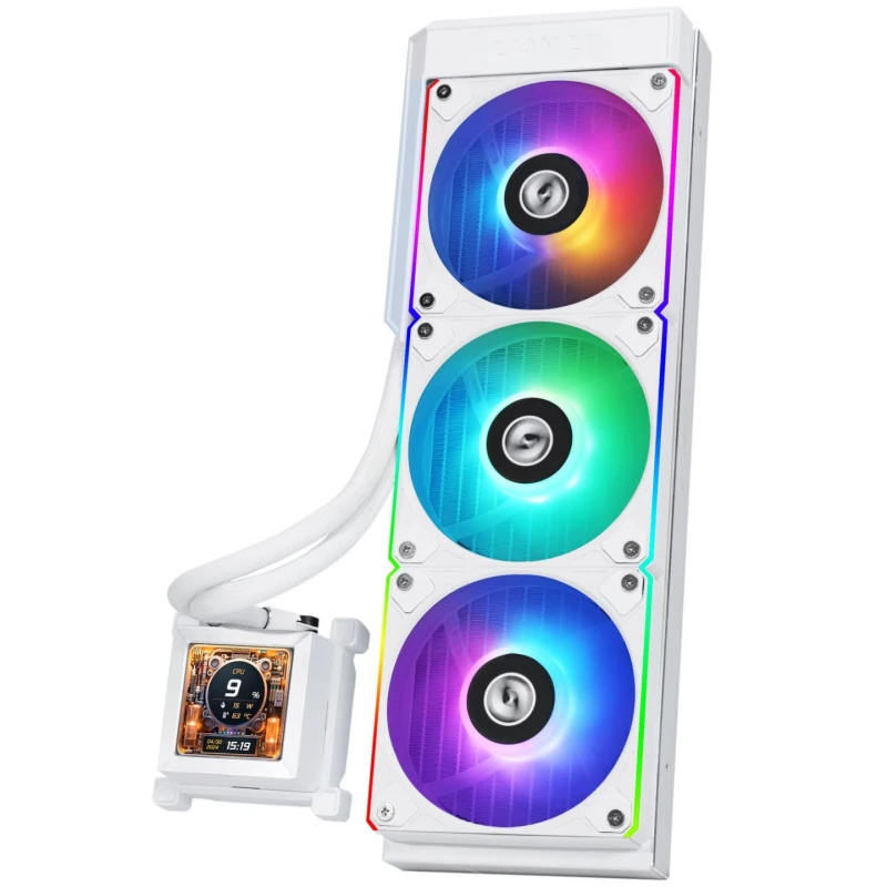 Image of Lian Li HydroShift LCD 360R AIO 360mm CPU AIO Liquid Cooler 360mm - White - HSLCD36RW
