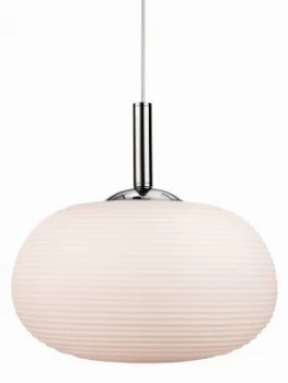 Image of 1 Light Ceiling Pendant Chrome with Opal Glass, E27
