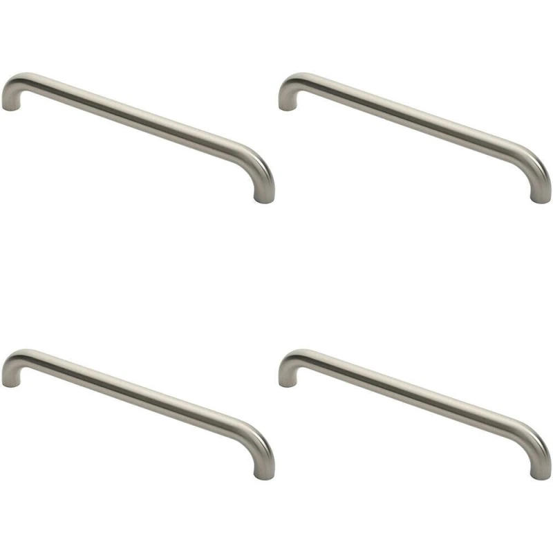 Image of Loops 4x Round D Bar Pull Handle 480 x 30mm 450mm Fixing Centres Satin Steel Metallics unisex