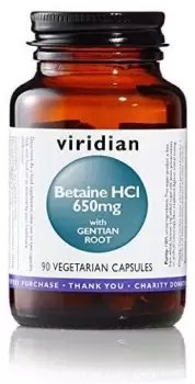 Image of Viridian Betaine HCL 650mg with Gentian Root 90 Capsules