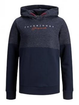 Image of Jack & Jones Boys Colourblock Logo Hoodie - Navy