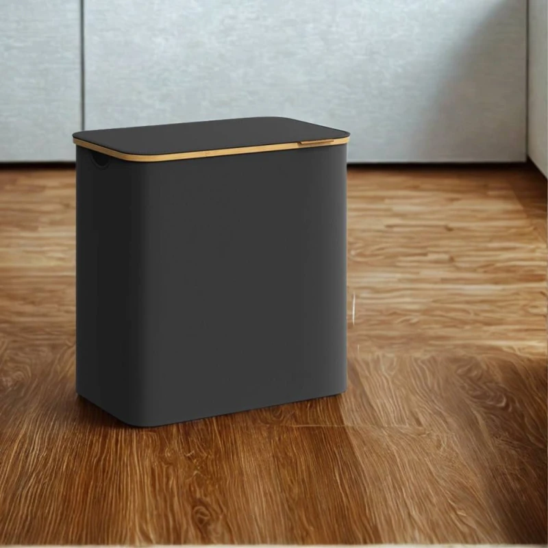 Image of Pirlo Plush 150L Triple Laundry Basket With Lid & Removable Lining in Black Unisex