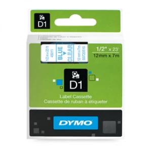 Image of Dymo 45011 Blue on Clear Label Tape 12mm x 7m