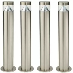 Image of 4 PACK Outdoor Garden Bollard Light Steel Pyramid Cool White LED Lamp Post IP44