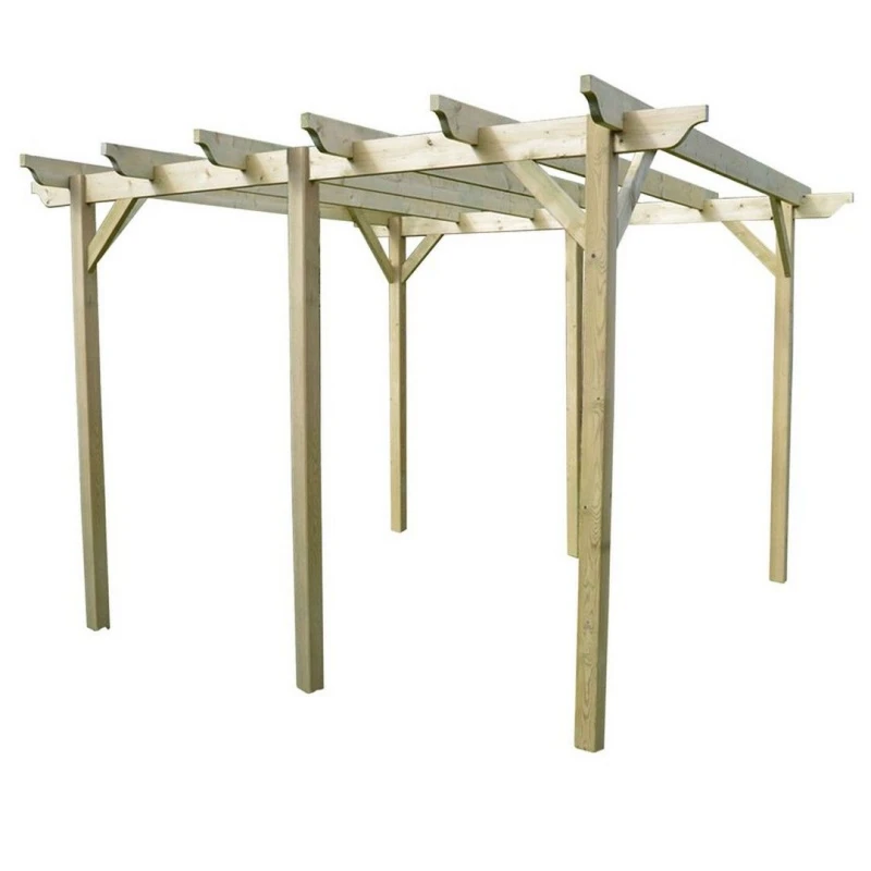 Image of Rutland County Garden Furniture Ltd Garden Pergola 6 Posts - Wood - L300 x W660 x H270cm - Rustic Brown in Light Green Light Green Unisex