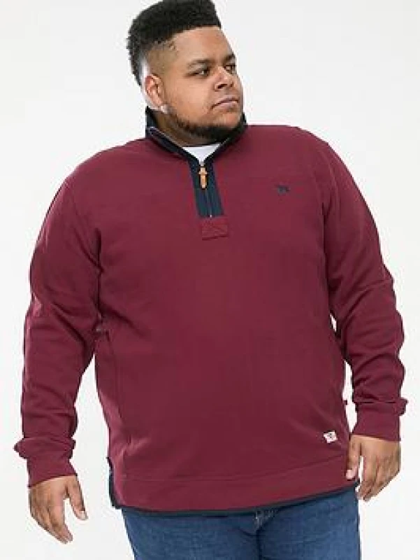 Image of D555 by Duke D555 Mens Big Size Quarter Neck Pique Fleece Sweatshirt S
