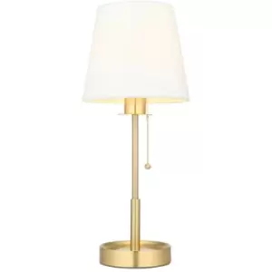 Image of Merano Florence Base & Shade Table Lamp, Satin Brass Plate, Vintage White Fabric