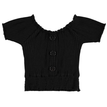 Image of Firetrap Shirred Crop Top Junior Girls - Midnight Blk