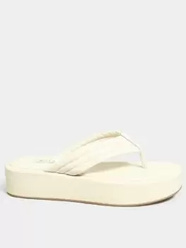 Image of Yours Wide Fit Toe Thong Flatform - White, Size 6, Women