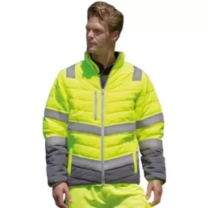 Image of Result Mens Safe-Guard Soft Safety Jacket (M) (Fluorescent Yellow/Grey) - Fluorescent Yellow/Grey