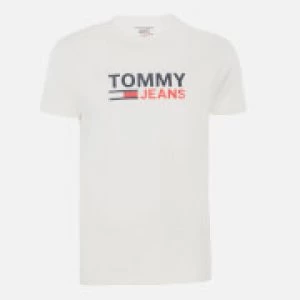 Image of Tommy Jeans Mens Corporate Logo T-Shirt - White - M