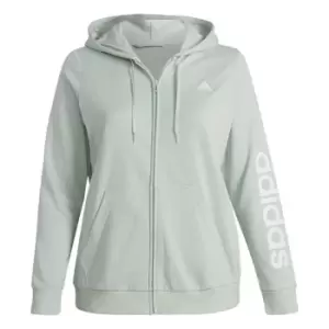 Image of adidas Essentials Logo Full-Zip Hoodie (Plus Size) Womens - Linen Green / White