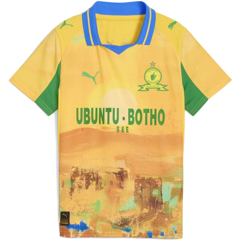 Image of Puma x KidsSuper Mamelodi Sundowns Home Shirt 2025 2026 Juniors Yellow/Green male 7-8 (S)