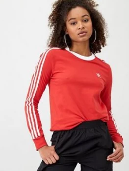 Image of Adidas Originals 3S Long Sleeve Top - Red