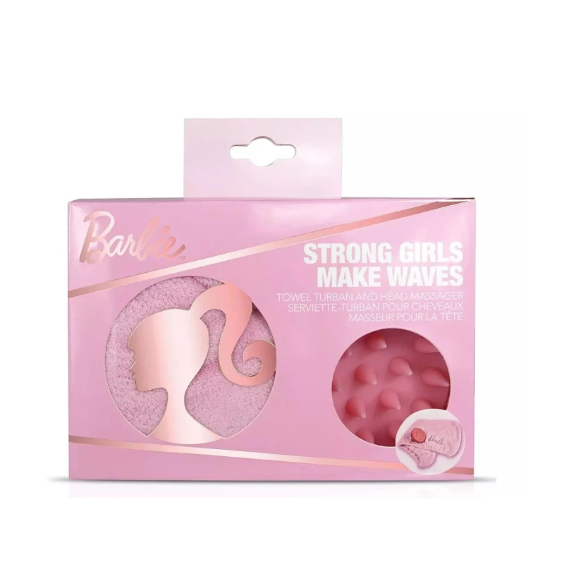 Image of Barbie Hair Towel & Head Massager Set Pink female 10