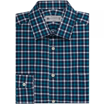 Image of Turner and Sanderson Greenway Two-Colour Gingham Checked Shirt - Navy