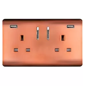Image of Trendi 2 Gang 13A Socket 2 USB Copper