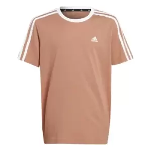 Image of adidas 3 Stripe T Shirt Junior Girls - Beige
