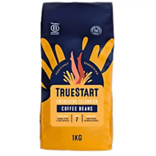 Image of TrueStart TrueStart Coffee - Energising Colombian Beans 1kg Bag - HBECBE1KG HBECBE1KG