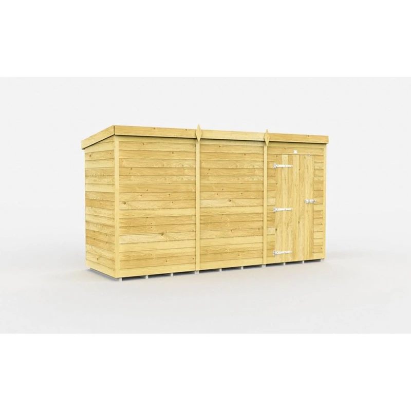 Image of Buttercup Farm 11 x 4 Feet Pent Shed - Single Door W/O Window - L118 x W329 x H201cm in Brown Brown Unisex