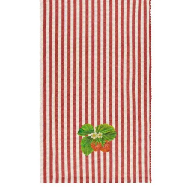 Image of Wylder Strawberry Stripes Large Indoor And Outdoor Table Runner In Candy Cane 5.02553E+12