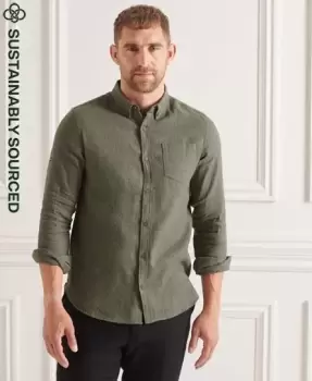 Image of Superdry Mens Studios Brushed Flannel Shirt Grey / Thyme Marl Twill - Size: L