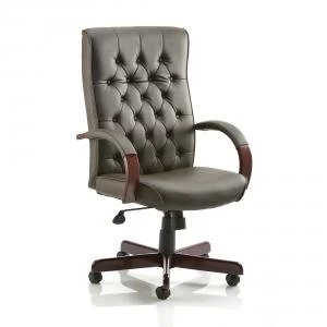 Image of Trexus Chesterfield Executive Chair With Arms Leather Brown Ref