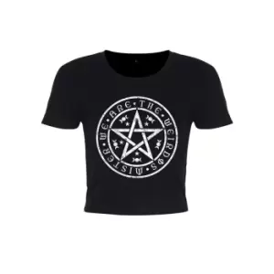 Image of Grindstore Womens/Ladies We Are The Weirdos Mister Pentagram Crop Top (L) (Black/White)
