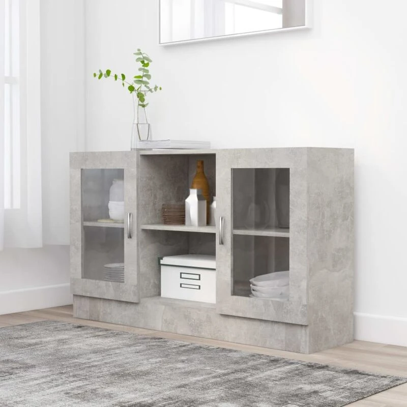 Image of VIDAXL Vitrine Cabinet Concrete Grey 120x30.5x70cm Engineered Wood Vidaxl 8720286134726