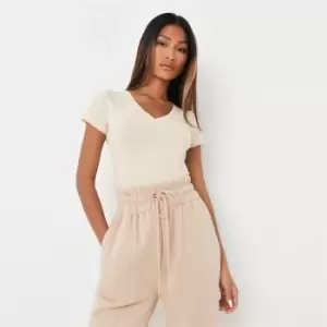 Image of Missguided Neck Fitted Tee - Neutral
