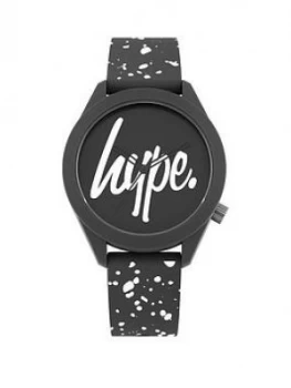Image of Hype Hype Black And White Hype Dial Black And White Speckled Print Silicone Strap Kids Watch