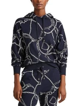Image of Lauren by Ralph Lauren Donnie-long Sleeve-sweatshirt - Lauren Navy/cream, Multi Size M Women