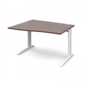 Image of TR10 Left Hand Wave Desk 1200mm - White Frame Walnut Top