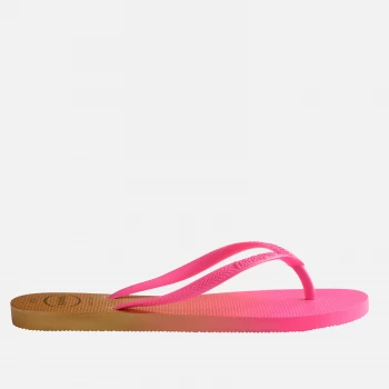 Image of Havaianas Womens Slim Gradient Flip Flops - White/Fluorescent Pink - UK 6/UK 7