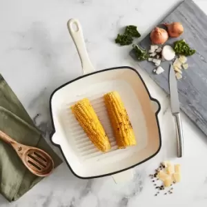 Image of Barbary & Oak Cast Iron 26cm Grill Pan Cream