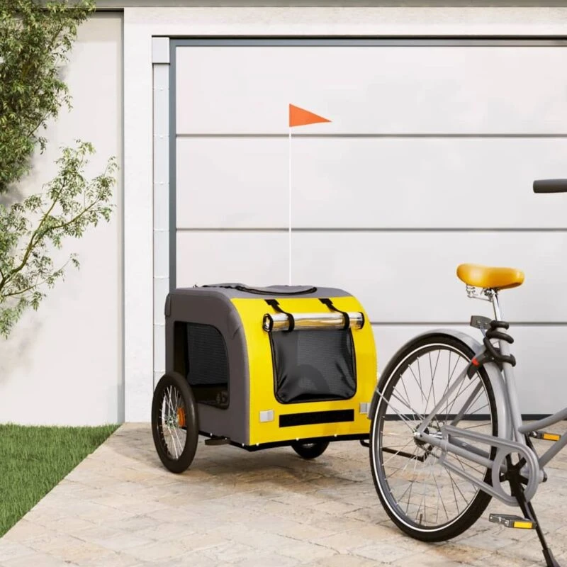 Image of VIDAXL Pet Bike Trailer Yellow and Grey Oxford Fabric&Iron Vidaxl 8720845769253