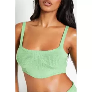 Image of I Saw It First Green Knitted Bust Detail Bralet Co-Ord - Green