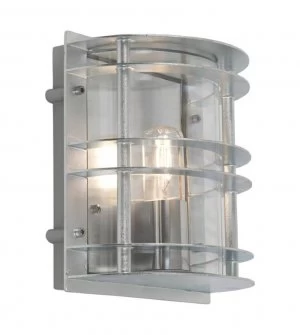 Image of 1 Light Outdoor Flush Wall Light Galvanised IP55, E27