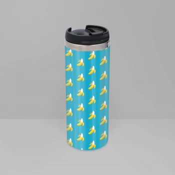 Image of Banana Pattern Stainless Steel Travel Mug - Metallic Finish