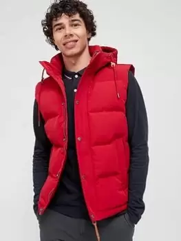 Image of Superdry Everest Hooded Gilet - Red , Red Size M Men