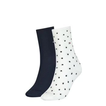 Image of Tommy Bodywear Hilfiger Dot Crew Socks 2 Pack Ladies - White