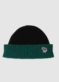 Image of Paul Smith Mens Ps Zebra Block Beanie In Black/Green
