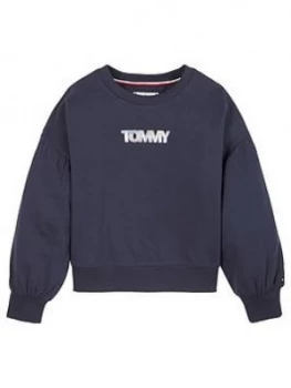 Image of Tommy Hilfiger Girls Iridescent Badge Sweat - Navy, Size Age: 16 Years, Women